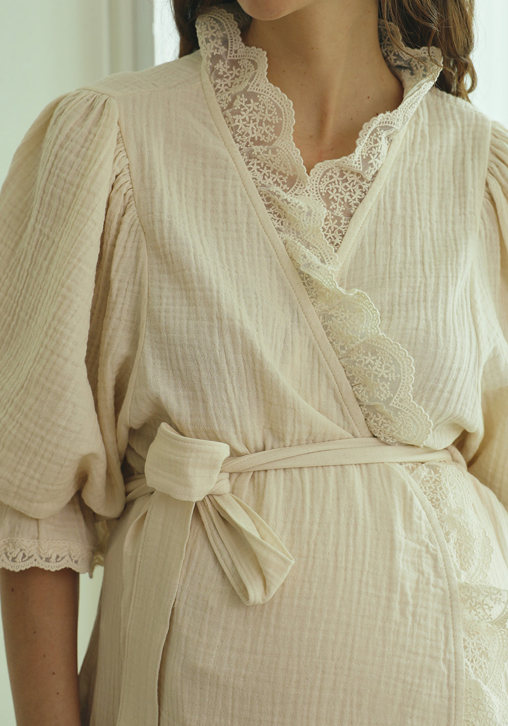 LACED MUSLIN ROBE