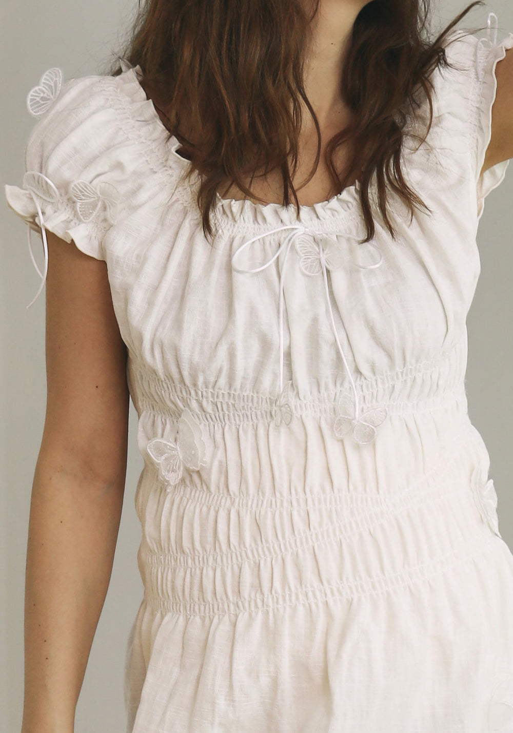 FLUTTERING BUTTERFLY APPLIQUE A-LINE GOWN