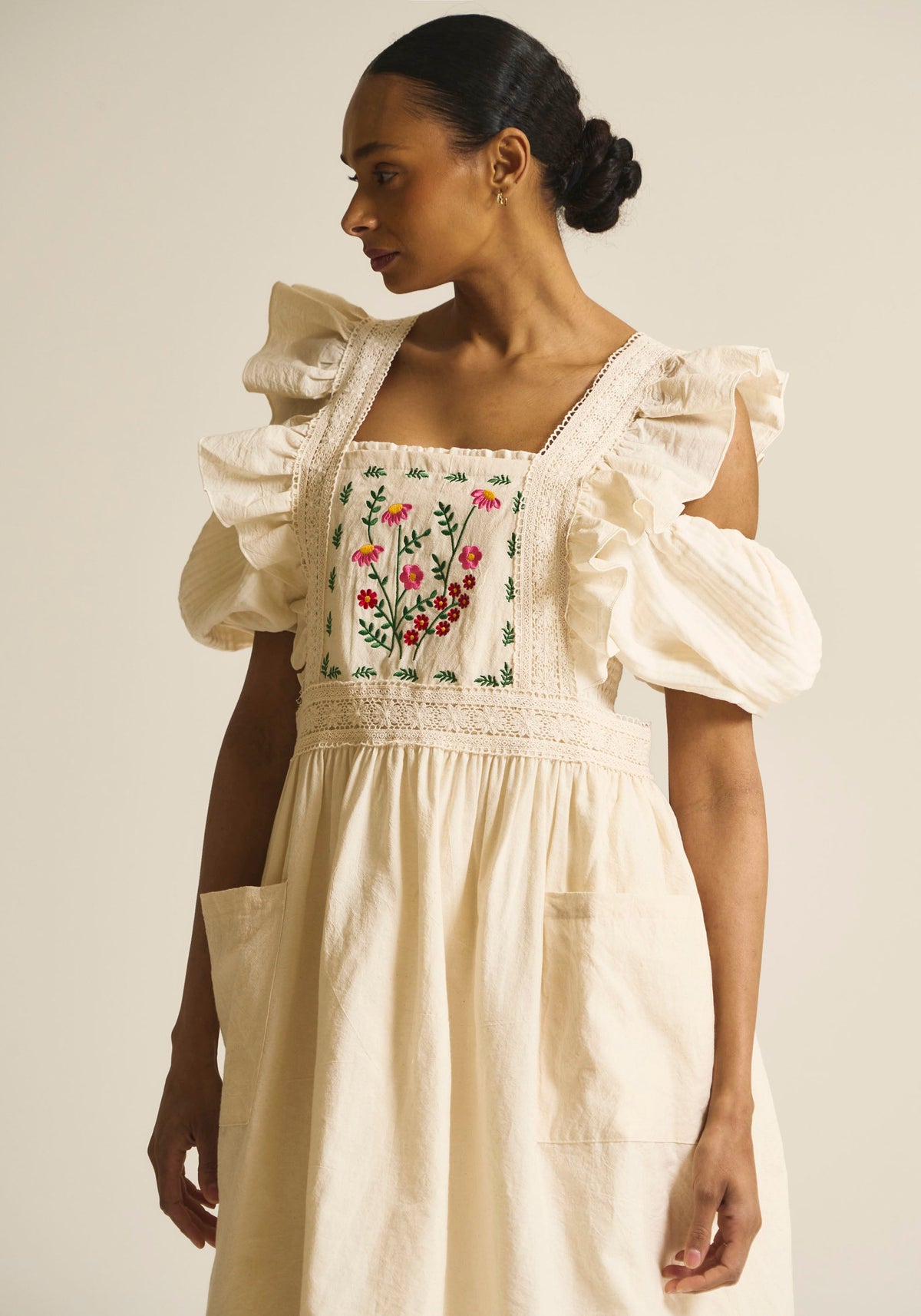 EMBROIDERED APRON DRESS