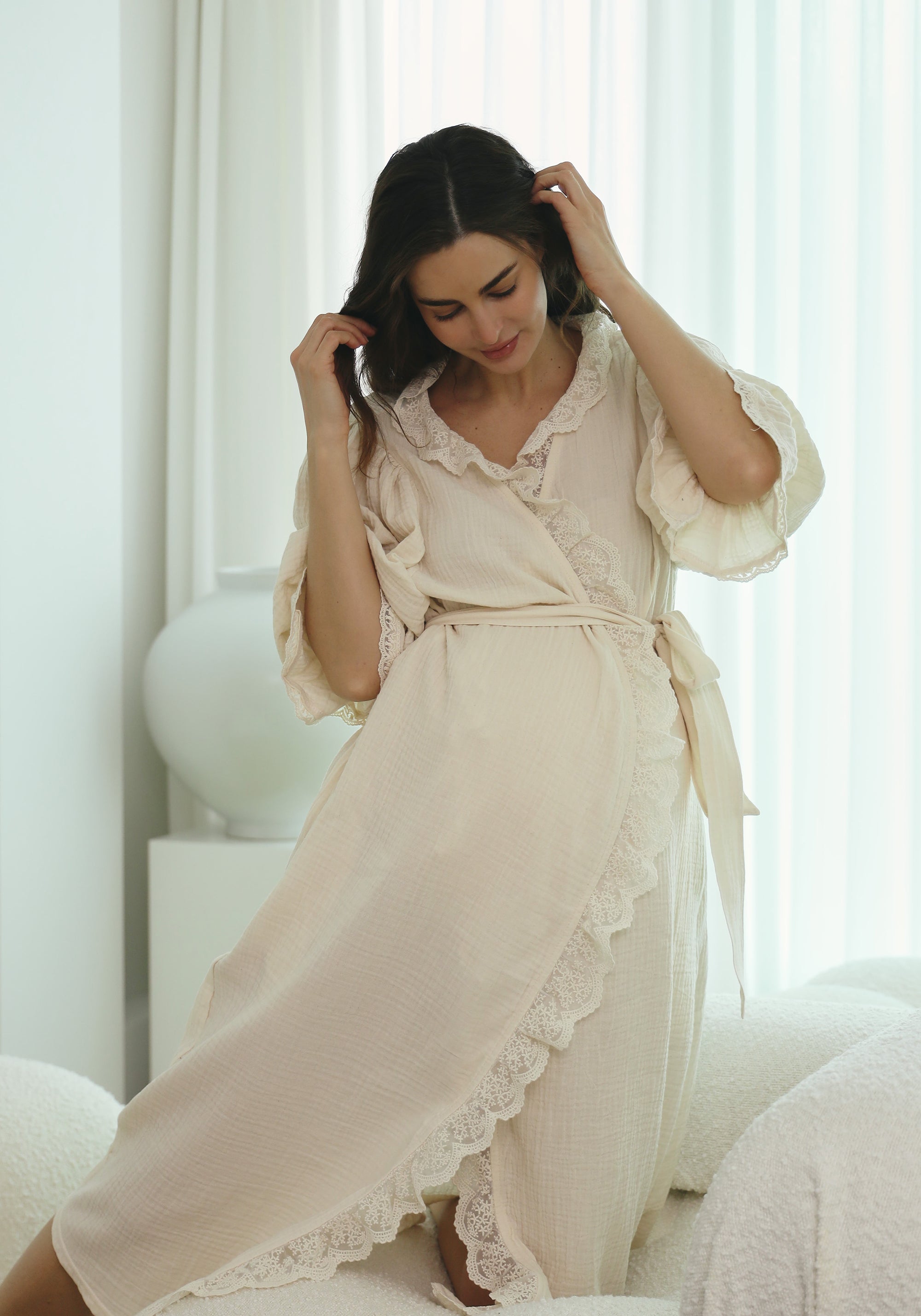 LACED MUSLIN ROBE