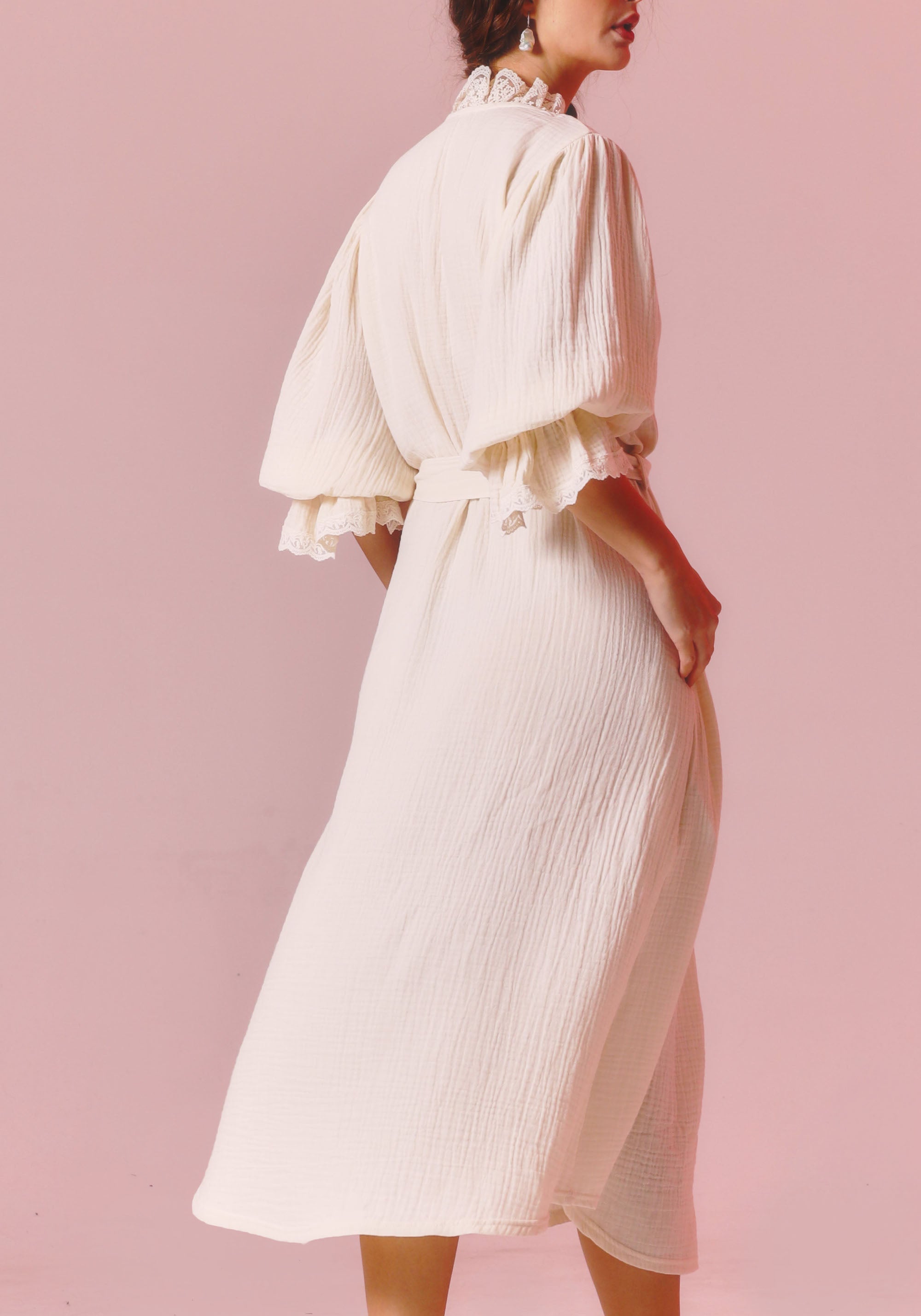 LACED MUSLIN ROBE