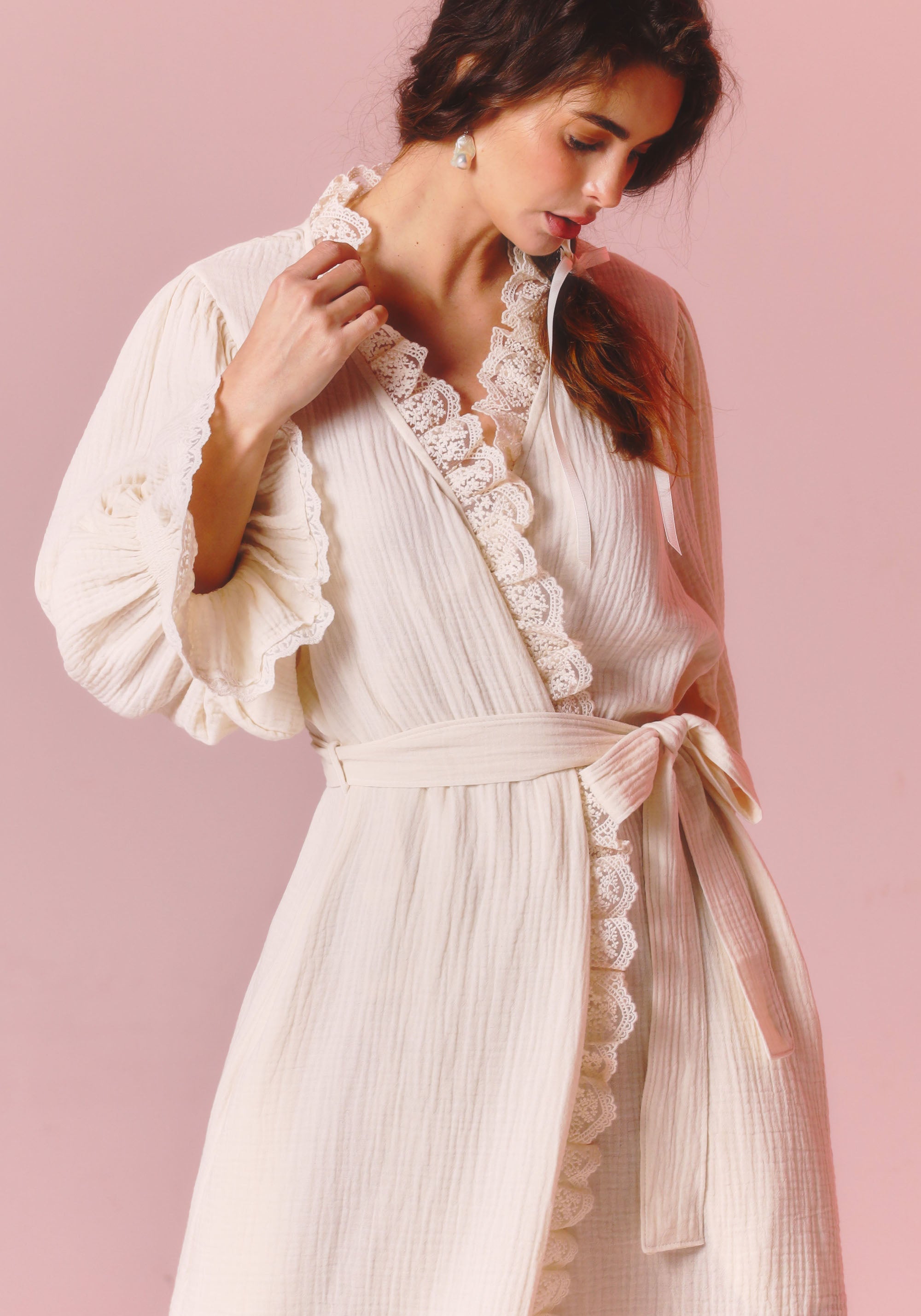 LACED MUSLIN ROBE