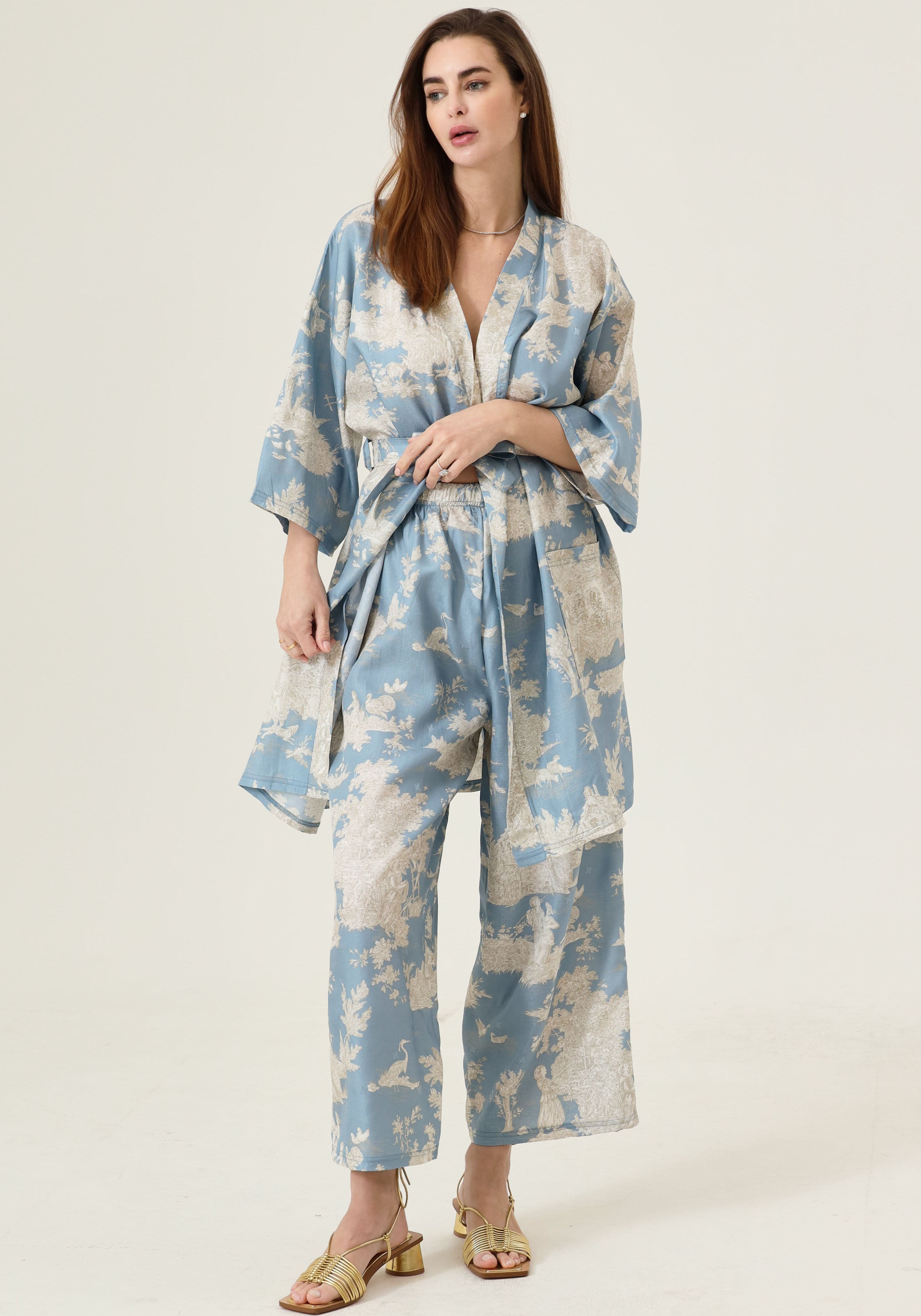 VEGAN SILK ROBE & PANTS SET