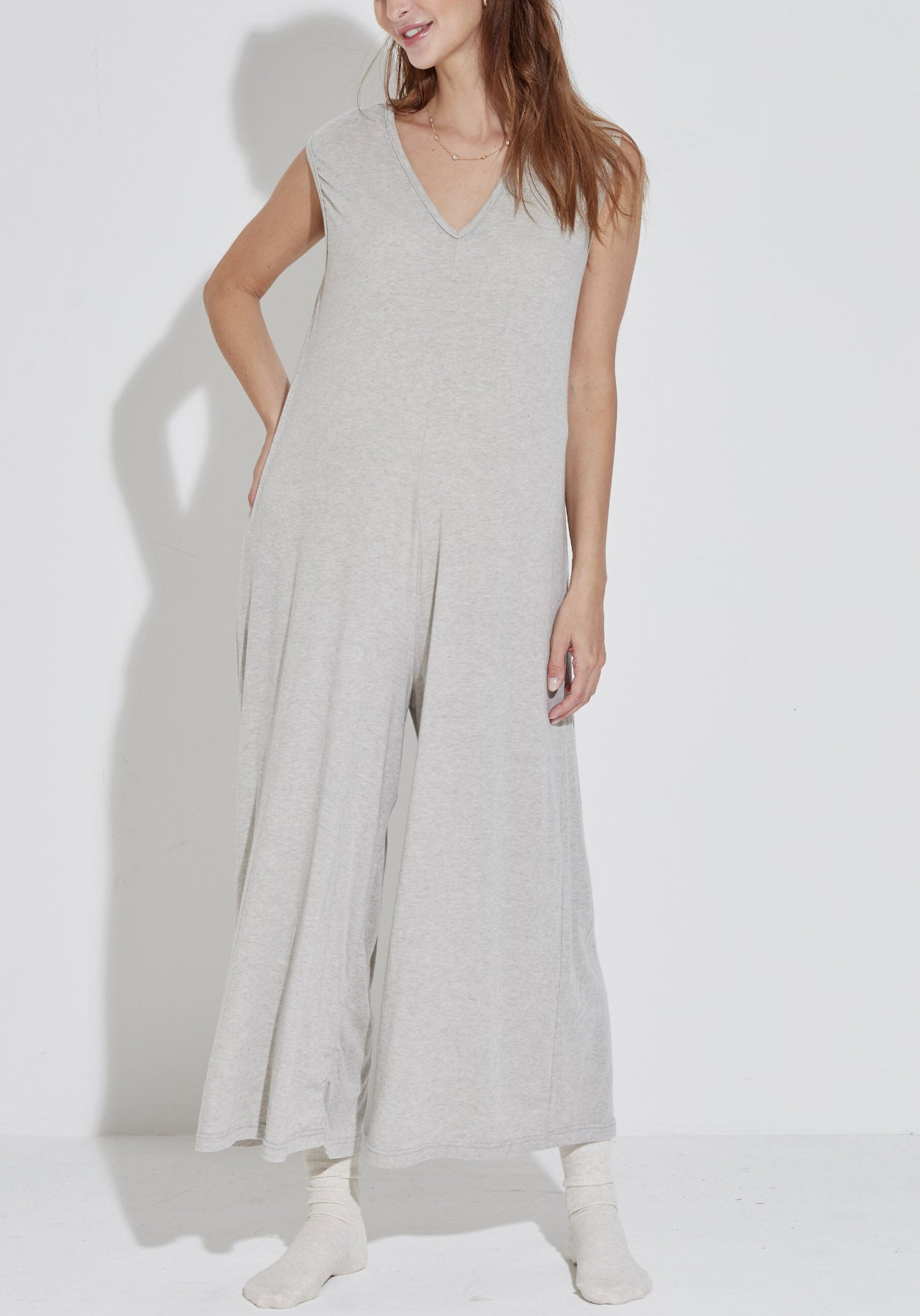 [FINAL SALE] SOFT ANGORA GAUZE KNIT JUMPSUIT