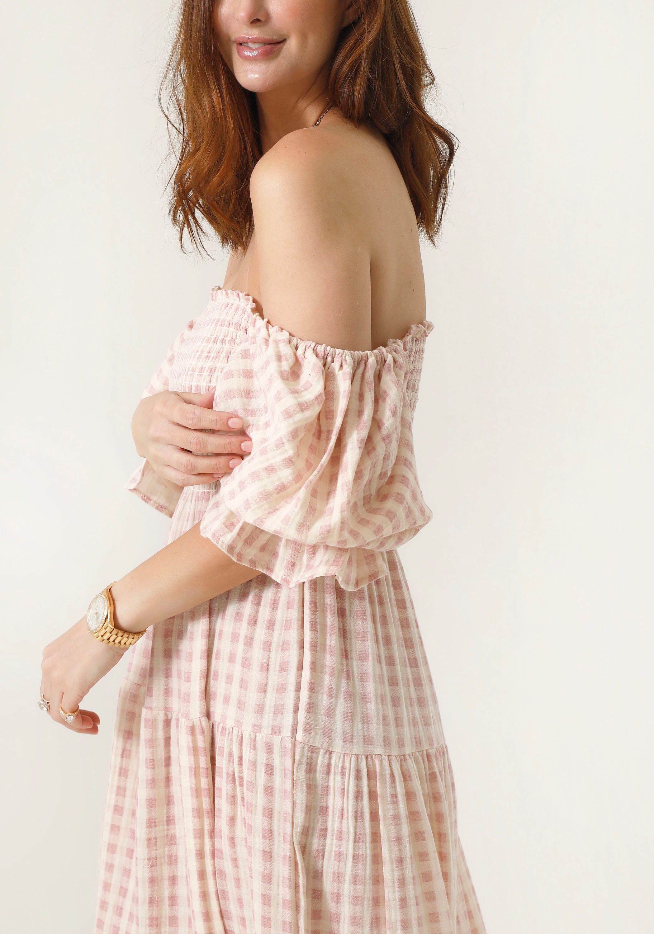 nothing fits but dress Niko Dress, Rectangle Neck Smocked Casual Summer Dresses for Women, Soft Muslin Puffed Sleeve Printed Floral Cotton (White, S/M) at Amazon Women's Clothing store Order up if between sizes NOTHING FITS BUT Maternity Dress