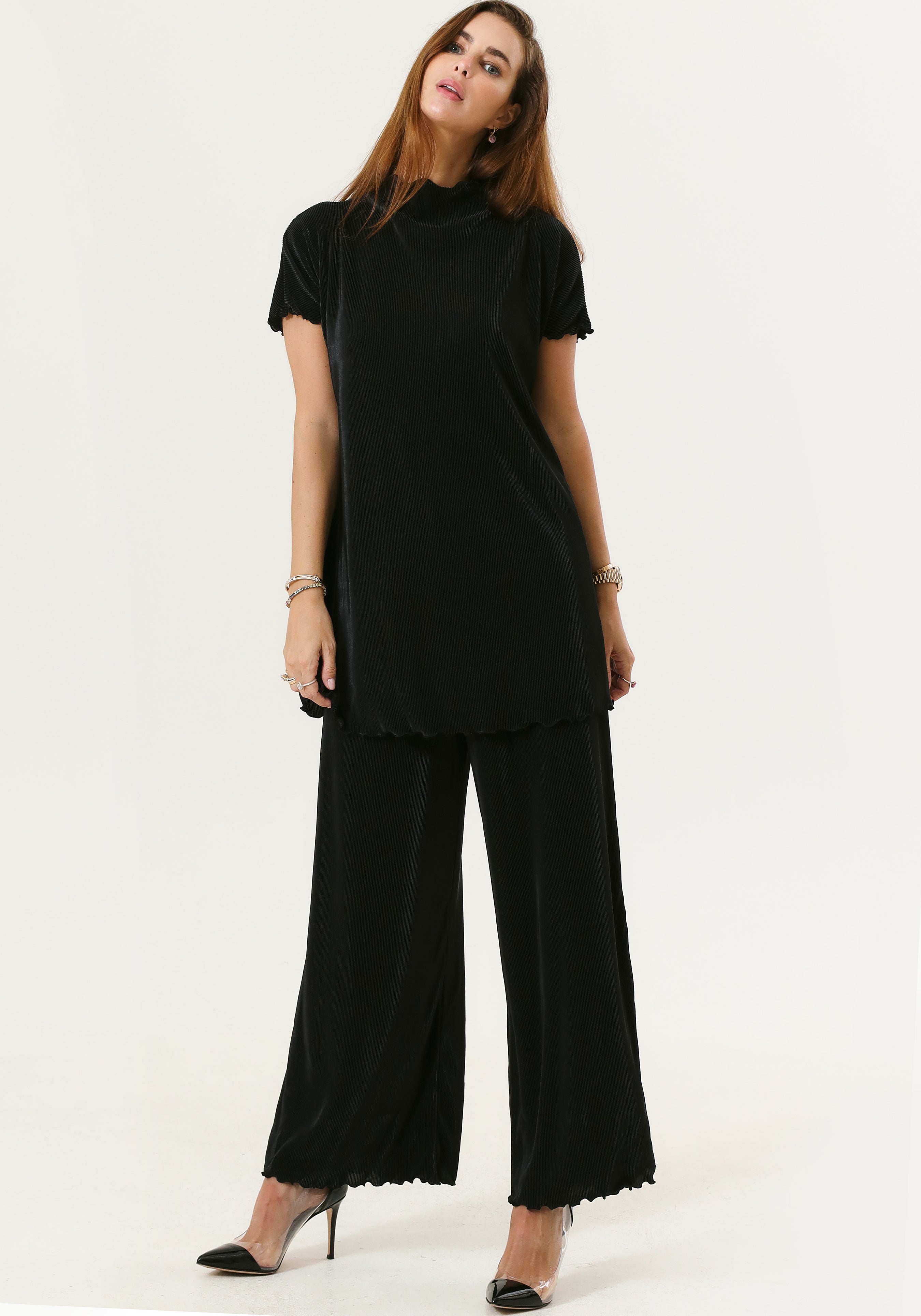 PLEATED CULOTTES & TUNIC SET