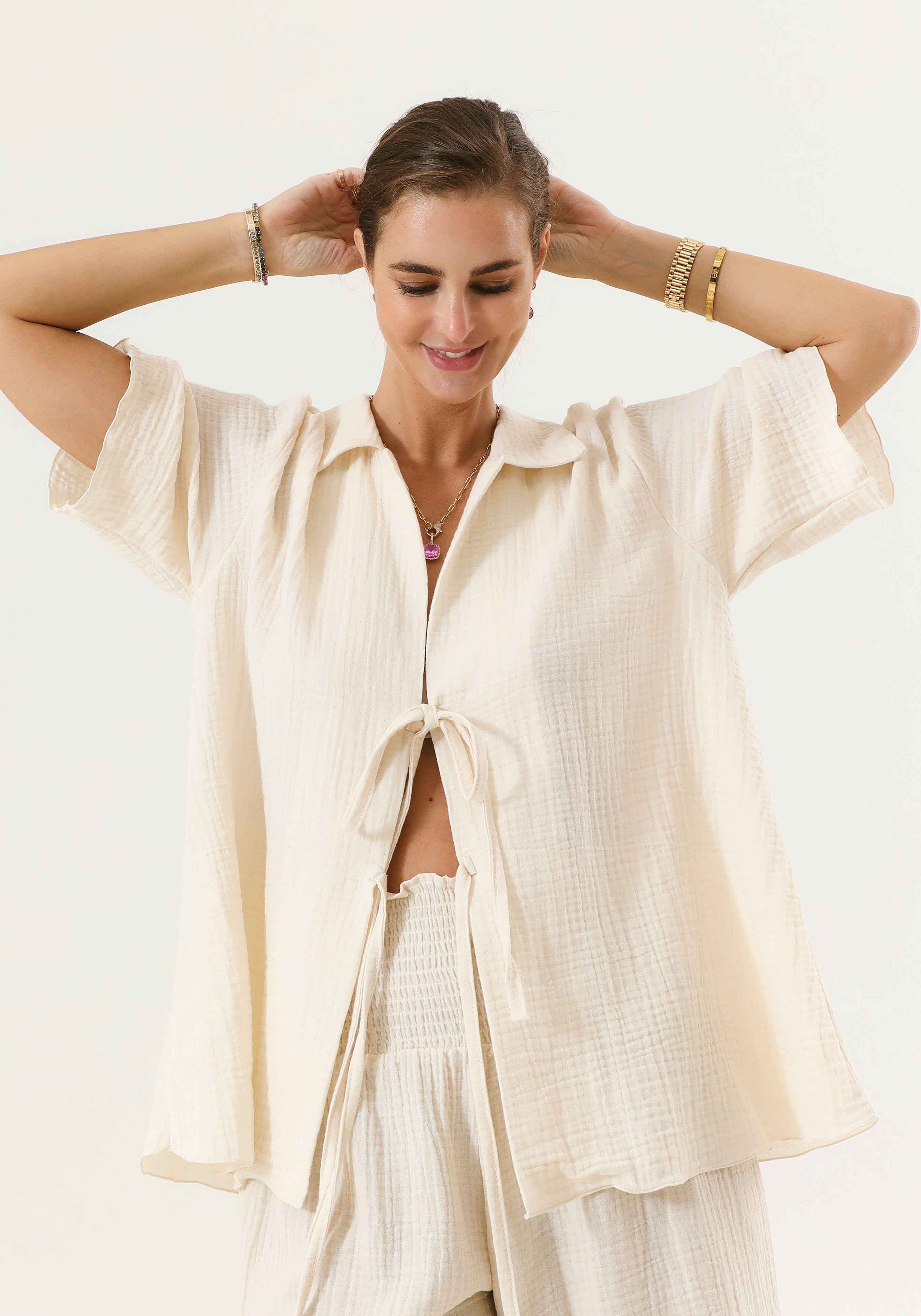 [FINAL SALE] MUSLIN NURSING TOP & SHORTS SET