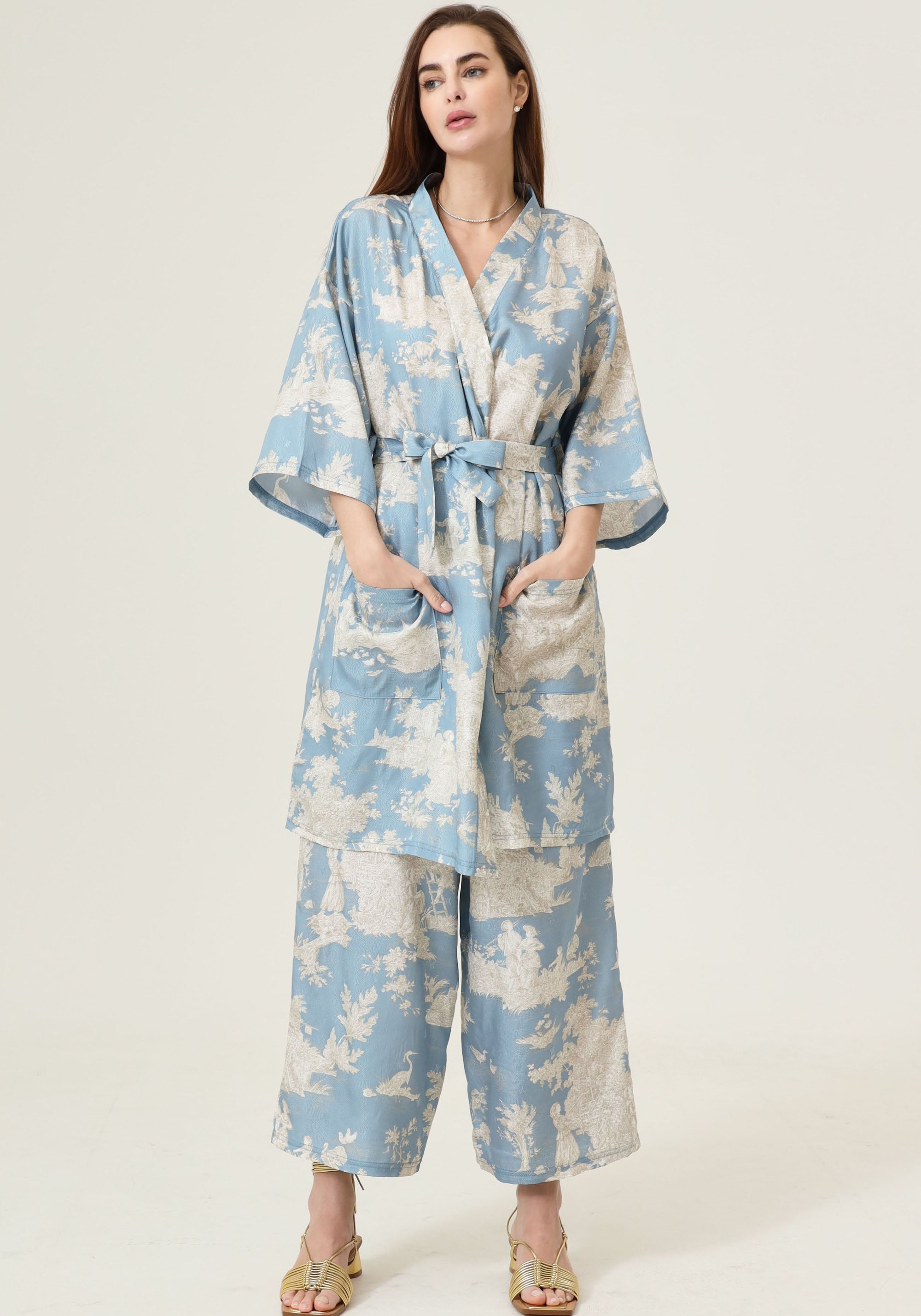 VEGAN SILK ROBE & PANTS SET