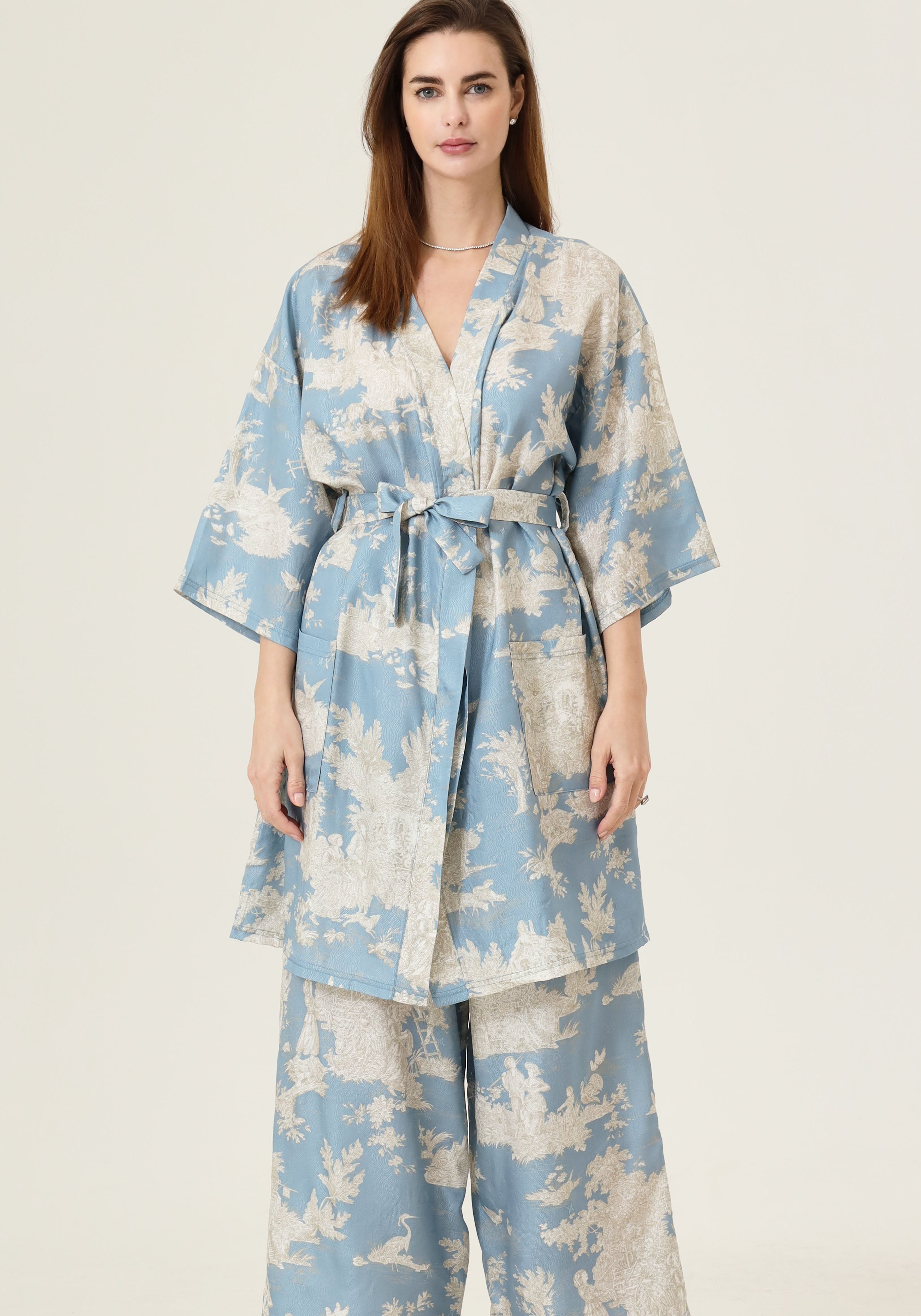 VEGAN SILK ROBE & PANTS SET