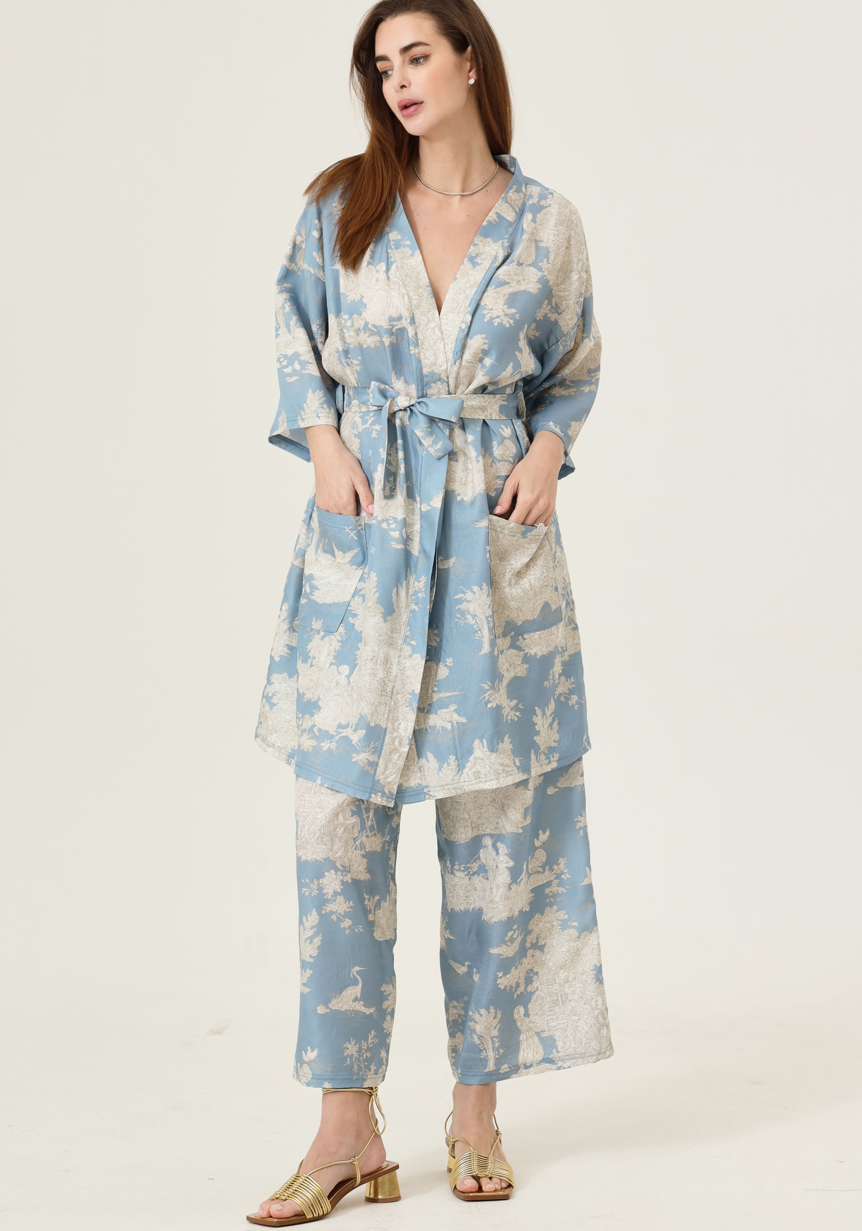 VEGAN SILK ROBE & PANTS SET