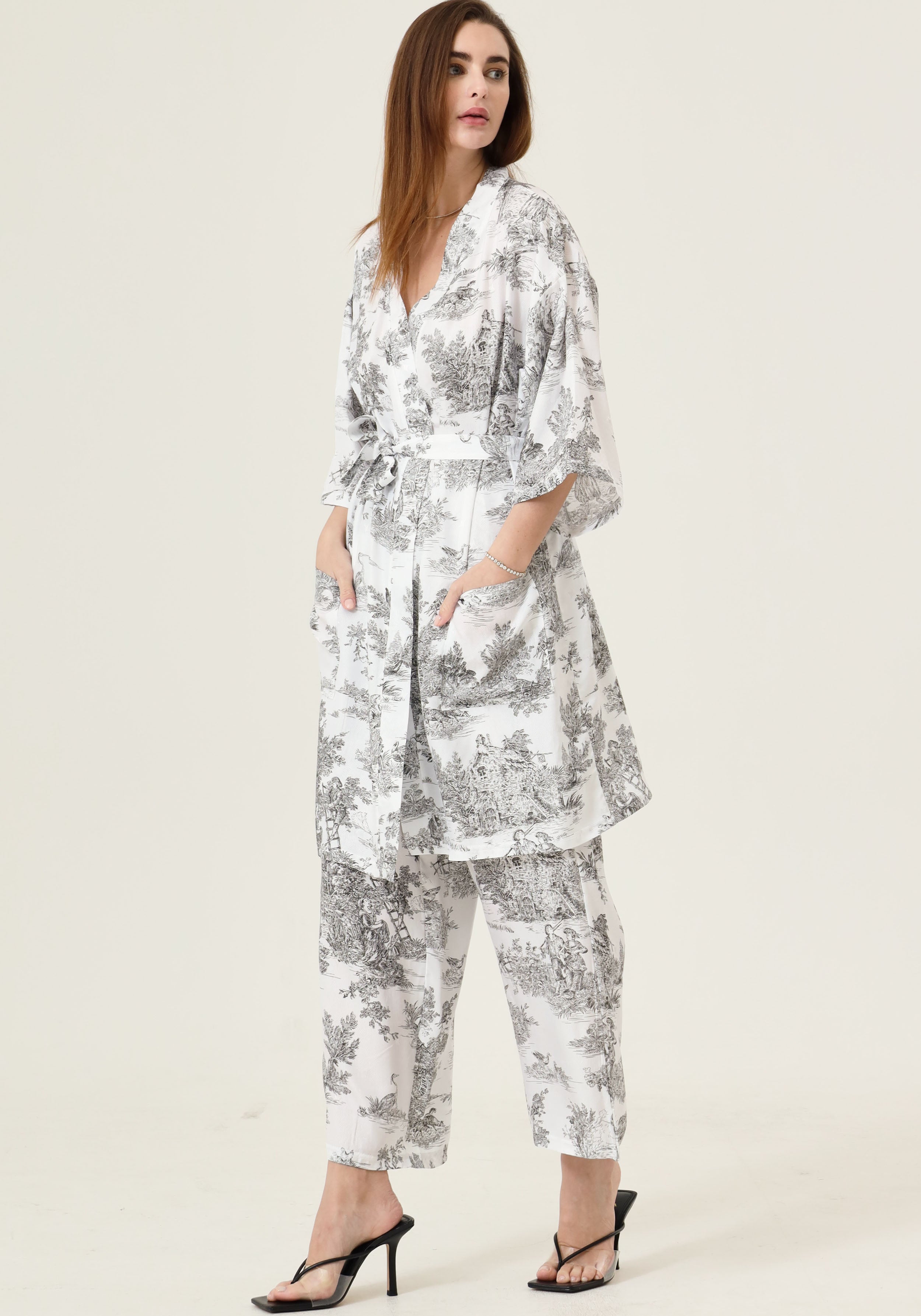 VEGAN SILK ROBE & PANTS SET