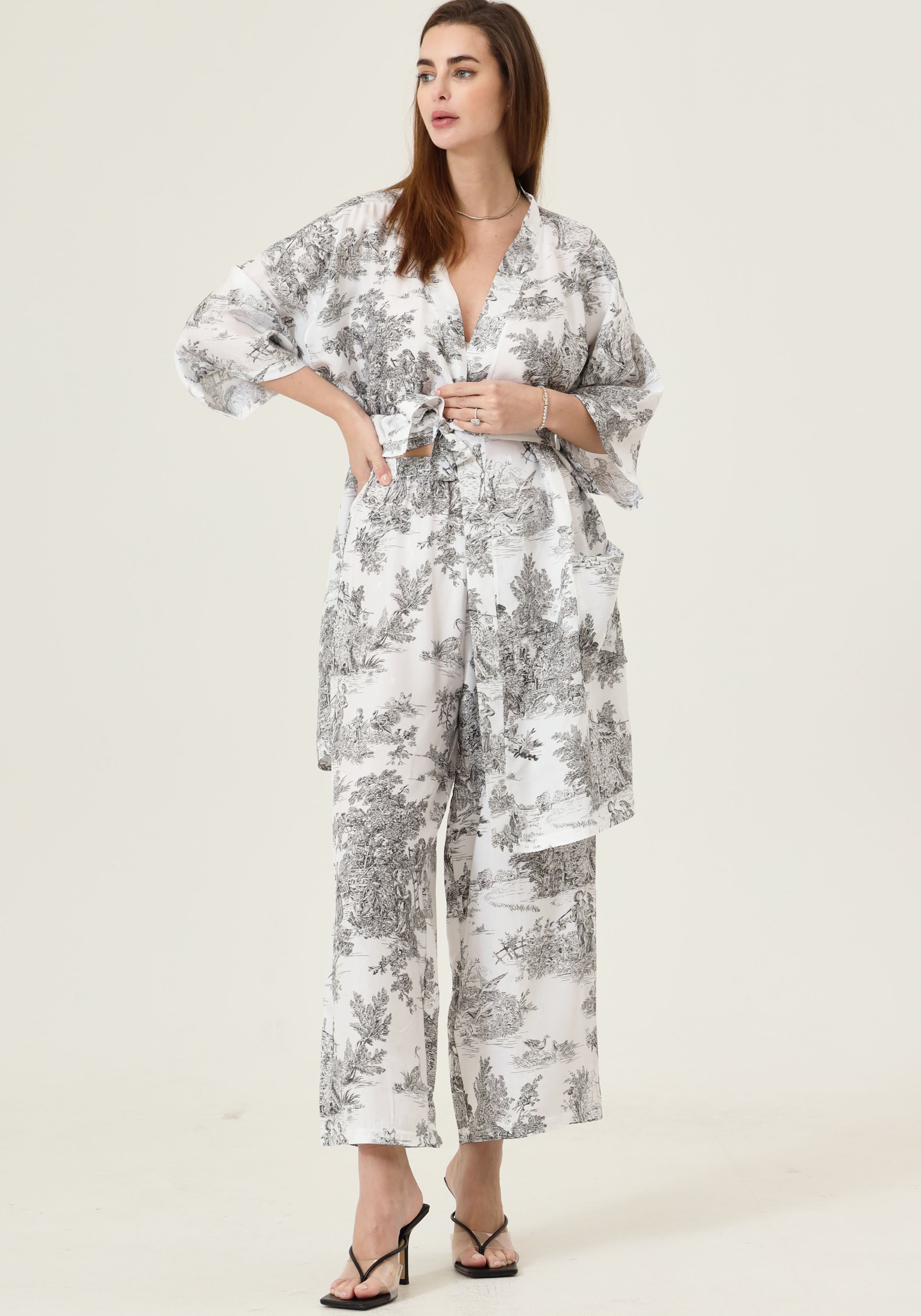 VEGAN SILK ROBE & PANTS SET